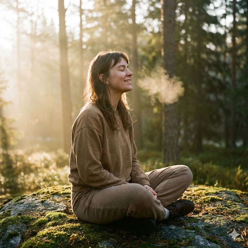 peaceful breathing person